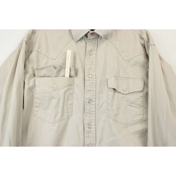 Panhandle Slim Beige Pearl Snap Button Down Shirt Men L Western Long Sleeve - Picture 7 of 13